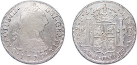 Bolivia Spanish colony 1779 PTS PR 8 Reales - Carlos III Silver (.903) Potosi Mint 26.8g XF KM 55