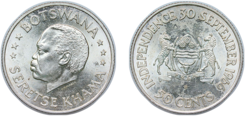 Botswana Republic 1966 B 50 Cents (Independence) Silver (.800) Bern Mint (40000)...