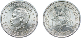 Botswana Republic 1966 B 50 Cents (Independence) Silver (.800) Bern Mint (40000) 10.1g BU KM 1 Schön 1