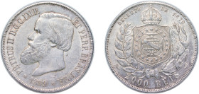 Brazil Empire 1889 2000 Réis - Pedro II Silver (.917) (1280232) 25.7g AU KM 485