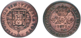 Brazil Portuguese colony 1821 R 20 Réis - João VI Copper Rio de Janeiro Mint (10827577) 5.6g AU KM 316.1