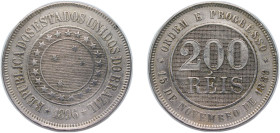 Brazil Republic of the United States of Brazil 1896 200 Réis Copper-nickel Rio de Janeiro Mint (2850000) 14.8g XF KM 493 AI Coins v045 Bentes 652.01