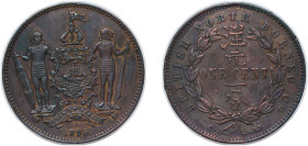 British Malaysia North Borneo Company 1885 H 1 Cent Bronze Heaton and Sons / The Mint Birmingham Limited (1000000) 9.3g XF KM 2 Schön 2