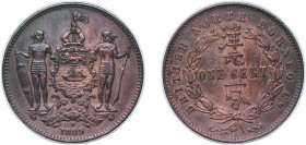 British Malaysia North Borneo Company 1889 H 1 Cent Bronze Heaton and Sons / The Mint Birmingham Limited (9000000) 9.3g AU KM 2 Schön 2