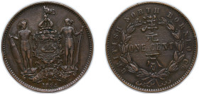 British Malaysia North Borneo Company 1894 H 1 Cent Bronze Heaton and Sons / The Mint Birmingham Limited (1000000) 9.3g VF KM 2 Schön 2