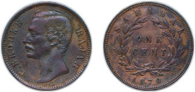 British Malaysia Sarawak Raj British protectorate 1870 1 Cent - Charles C. Brooke Rajah Bronze 9.7g XF KM 6 Y 7