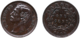 British Malaysia Sarawak Raj British protectorate 1886 1 Cent - Charles C. Brooke Rajah Bronze (3210000) 9.5g XF KM 6 Y 7