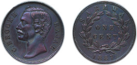 British Malaysia Sarawak Raj British protectorate 1887 1 Cent - Charles C. Brooke Rajah Bronze (1605000) 9.6g AU KM 6 Y 7