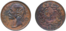 British Malaysia Sarawak Raj British protectorate 1889 1 Cent - Charles C. Brooke Rajah Bronze (535000) 9.1g VF KM 6 Y 7