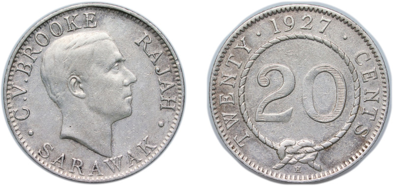 British Malaysia Sarawak Raj British protectorate 1927 H 20 Cents - Charles V. B...