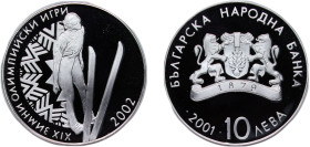 Bulgaria Republic 2001 10 Leva (Ski Jump) Silver (.925) Sofia Mint (25000) 23.2g PF KM 247