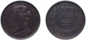 Canada New Brunswick British colony 1864 1 Cent - Victoria Bronze (1000000) 5.7g UNC KM 6