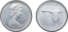 Canada Commonwealth 1967 1 Dollar - Elizabeth II (Confederation) Silver (.800) (Silver 80%, copper 20%) Ottawa Mint 23.5g UNC KM 70 Schön 72