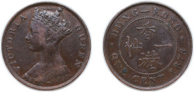China Hong Kong British colony 1876 1 Cent - Victoria Bronze Royal Mint (Tower Hill) (1000000) 7.3g VF KM 4.1