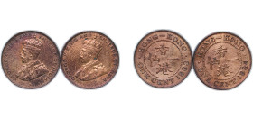 China Hong Kong British colony 1934 1 Cent - George V (2 Lots) Bronze Royal Mint (Tower Hill) (5000000) XF KM 17
