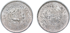 China Tibet Ganden Phodrang BE 16-10 (1936) 3 Srang Silver Lhasa Mint 11.3g AU Y 26 L&M 658
