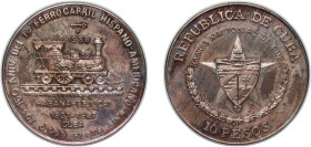 Cuba Second Republic 1988 10 Pesos (First Cuban Railroad) Silver (.999) Havana Mint (5000) 31.3g BU KM 205 JMA AAEE269