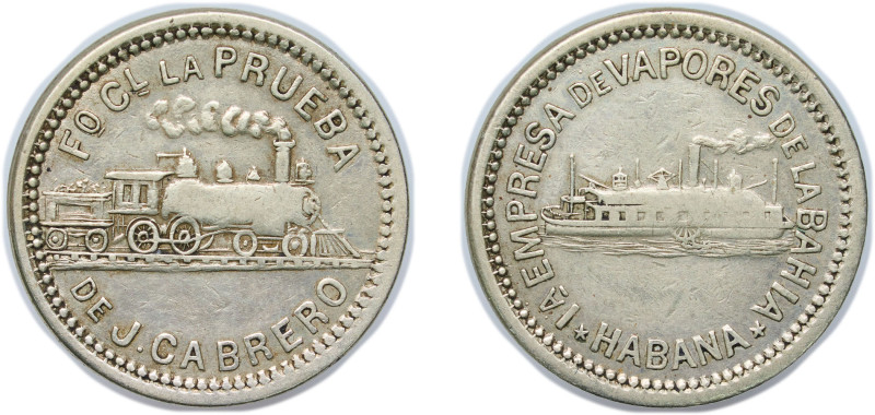 Cuba First Republic ND Medal - CUBA-RAILWAY and MARINE Copper-nickel 5g VF