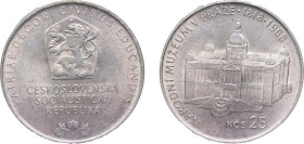 Czechoslovakia Socialist Republic 1968 25 Korun (150th Anniversary - Prague National Museum) Silver (.500) (51256) 16.2g UNC KM 64