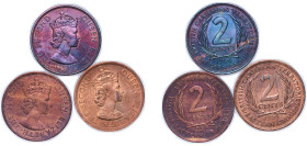Eastern Caribbean States 1957-1965 2 Cents - Elizabeth II (3 Lots) Bronze XF