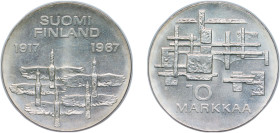 Finland Republic 1967 S-H 10 Markkaa (Independence) Silver (.900) (1000000) 24.1g UNC KM 50 Schön 59