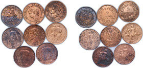 France 1854-1916 5 Centimes (8 Lots) Bronze XF