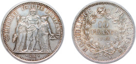 France Fifth Republic 1968 10 Francs Silver (.900) Paris Mint (3887400) 25.1g BU KM 932 Schön 236 Gad 813 F 364