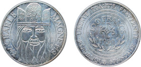 France Fifth Republic 1990 100 Francs (Charlemagne) Silver (.900) Paris Mint (4960411) 14.9g BU F 458 KM 982 Gad 905