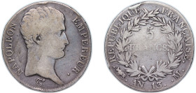 France First Empire AN 13 (1804) M 5 Francs - Napoleon I Silver (.900) Toulouse Mint (1546082) 24.4g VF Rim Damage KM 662.10