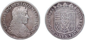 France Duchy of Lorraine French feudal 1663 Teston - Charles IV (long hair) Silver Nancy Mint 8.6g VF Flon 37, p. 714 Boudeau 1566 Saulcy XXVIII, 1 KM...