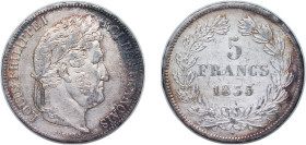 France Kingdom 1835 A 5 Francs - Louis-Philippe I Silver (.900) Paris Mint (5805839) 25g XF KM 749.1