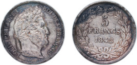 France Kingdom 1842 W 5 Francs - Louis-Philippe I Silver (.900) Lille Mint (5416992) 25g XF KM 749.13