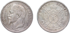 France Second Empire 1868 BB 5 Francs - Napoleon III Silver (.900) Strasbourg Mint (11390447) 24.9g XF KM 799.2