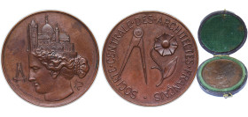 France ND(1848 -1878) Medal - SOCIETE CENTRALE DES ARCHITECTES FRANÇAIS Bronze 15.5g UNC