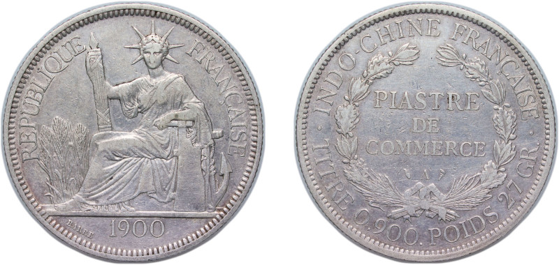 French Indochina French colony 1900 A 1 Piastre Silver (.900) Paris Mint (133190...