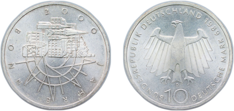 Germany Federal Republic of Germany 1989 D 10 Deutsche Mark (2000 Years Bonn) Si...