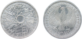 Germany Federal Republic of Germany 1989 G 10 Deutsche Mark (40 Years of Federal Republic) Silver (.625) Karlsruhe Mint (8000000) 15.4g BU KM 173 J 44...