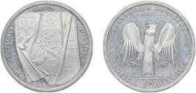 Germany Federal Republic of Germany 1990 J 10 Deutsche Mark (800 Years Teutonic Order) Silver (.625) Hamburg Mint (8400000) 15.4g BU KM 176 J 451 Schö...