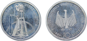 Germany Federal Republic of Germany 1997 F 10 Deutsche Mark (Diesel Engine) Silver (.625) Stuttgart Mint (152272) 15.5g BU KM 192 J 465 Schön 189