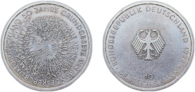 Germany Federal Republic of Germany 1999 D 10 Deutsche Mark (Anniversary of Constitution) Silver (.925) Munich Mint (3000000) 15.5g BU KM 196 J 471 Sc...