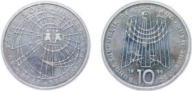 Germany Federal Republic of Germany 1999 J 10 Deutsche Mark (50 Years SOS Kinderdörfer) Silver (.925) Hamburg Mint (162300) 15.5g BU KM 198 J 472 Schö...