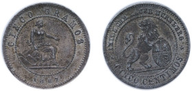 Germany Free imperial city of Nürnberg Second Empire 1887 Token - 5 Centimos, Spain Type, Rare 0.4g UNC