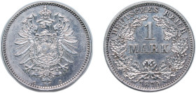 Germany Second Empire 1875 C 1 Mark - Wilhelm I (type 1 - large shield) Silver (.900) Frankfurt am Main Mint (6209465) 5.6g AU KM 7 AKS 1 J 9 Schön DM...