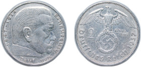 Germany Third Reich 1937 A 2 Reichsmark (Paul von Hindenburg) Silver (.625) Berlin Mint (23424549) 8g VF KM 93 AKS 33 J 366 Schön DM 90