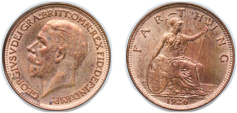 Great Britain United Kingdom 1926 1 Farthing - George V (modified effigy) Bronze...