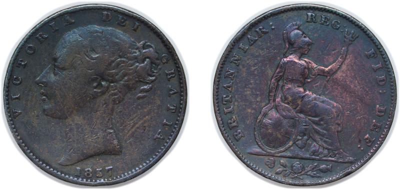 Great Britain United Kingdom 1857 1 Farthing - Victoria (1st portrait) Copper (1...