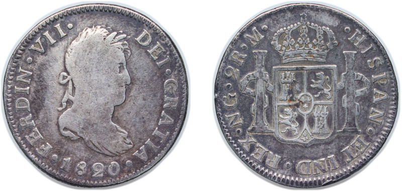 Guatemala Spanish colony 1820 NG M 2 Reales - Fernando VII Silver (.896) Guatema...