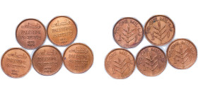 Israel British Palestine British Mandate 1939-1944 1 Mil (5 Lots) Bronze Royal Mint (Tower Hill) XF KM 1 Schön 1 Aharoni 1