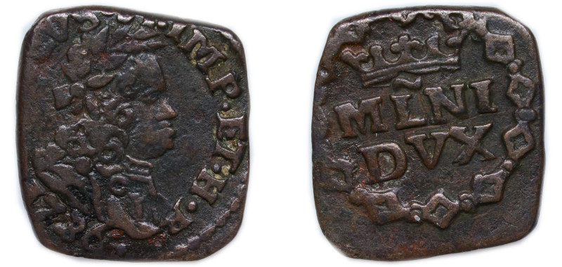 Italy Duchy of Milan Italian states 1736 1 Quattrino - Carlos III Copper 1.6g VF...