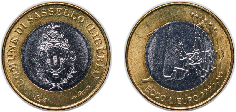 Italy Republic ND (1998) 1 Euro (Liguria) Bimetallic 9.3g BU X 4